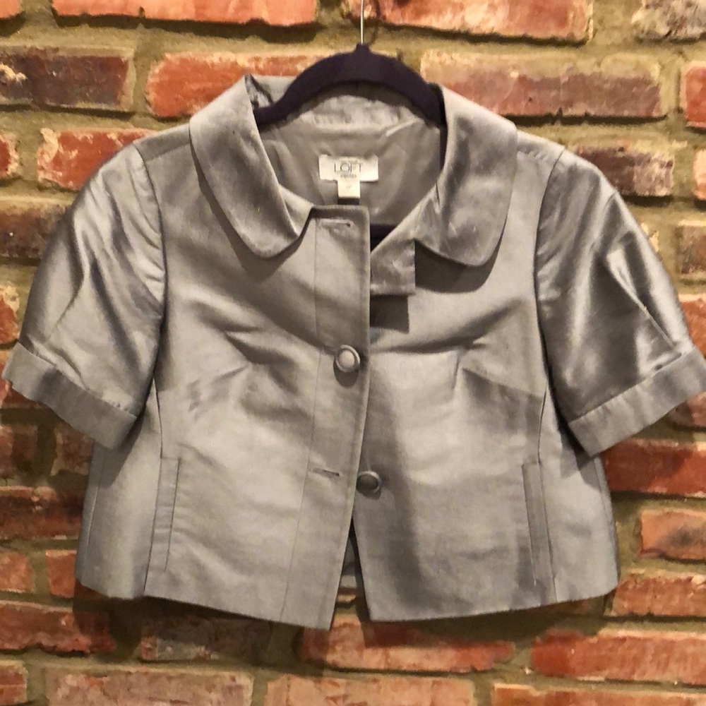 LOFT short sleeve silver Bolero jacket